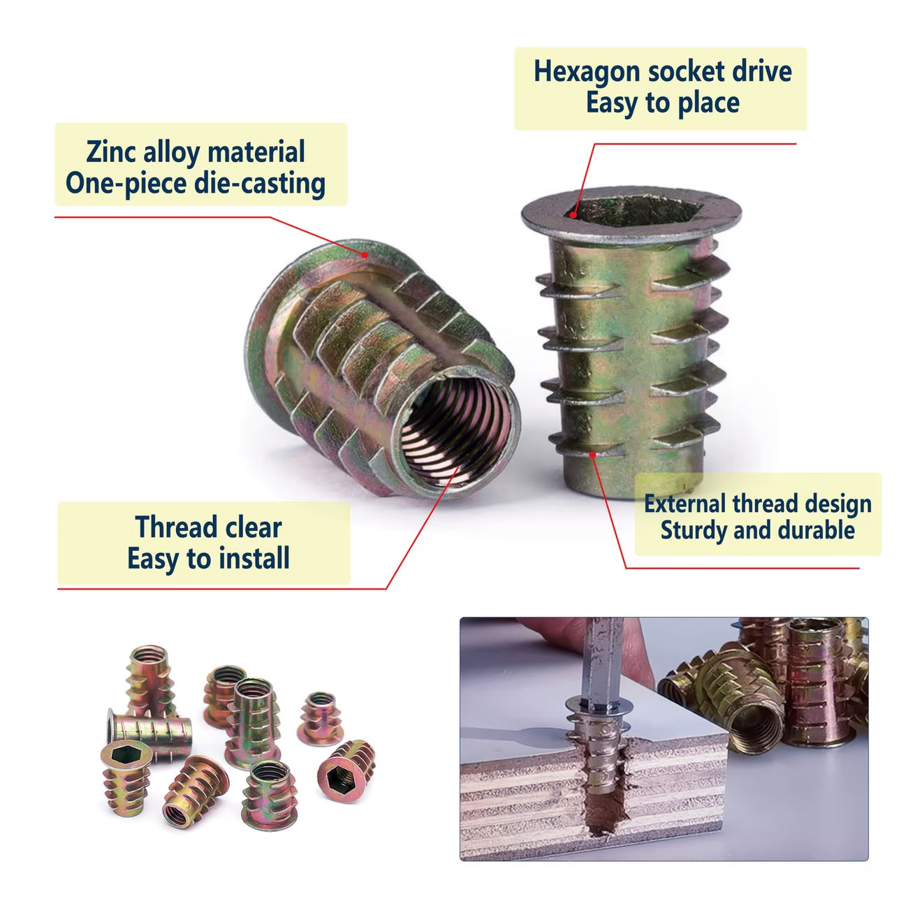 Kit di 70 Inserti Filettati E- - Furniture Hardware Threaded Inserts recensione e prezzo